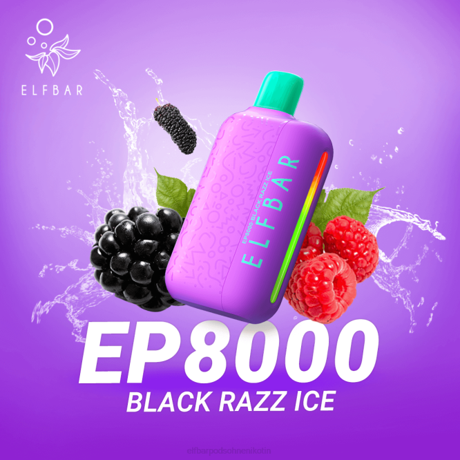 Einweg-Vapor neue ep8000 Puffs 6B6P70 ELFBAR - ELFBAR Germany gutschein schwarzes Razz-Eis