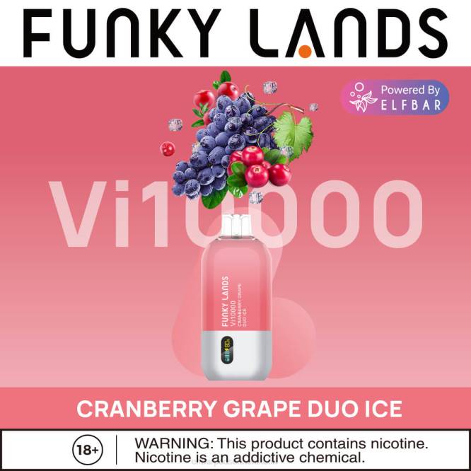 Funky Lands Einweg-Vape VI10000 Züge 6B6P165 ELFBAR - ELFBAR nikotinfrei Cranberry-Trauben-Duo-Eis