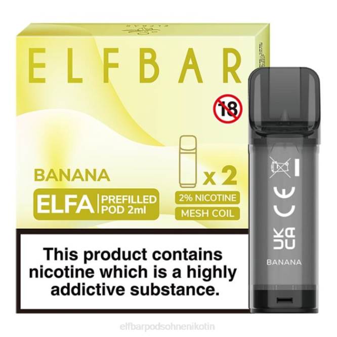 Elfa vorgefüllte Kapsel – 2 ml – 20 mg (2 Packungen) 6B6P344 ELFBAR - ELF BAR pods kaufen Banane