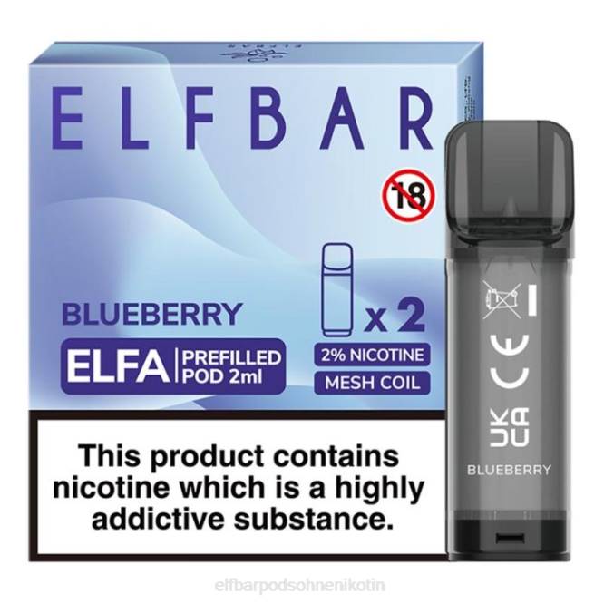 Elfa vorgefüllte Kapsel – 2 ml – 20 mg (2 Packungen) 6B6P345 ELFBAR - ELF BAR pods zum nachfullen Blaubeere