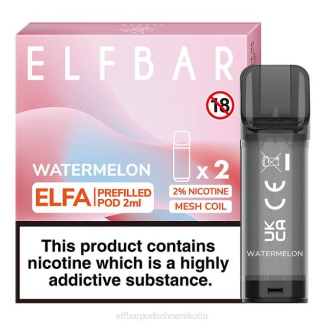 Elfa vorgefüllte Kapsel – 2 ml – 20 mg (2 Packungen) 6B6P347 ELFBAR - ELFBAR nikotinfrei Wassermelone