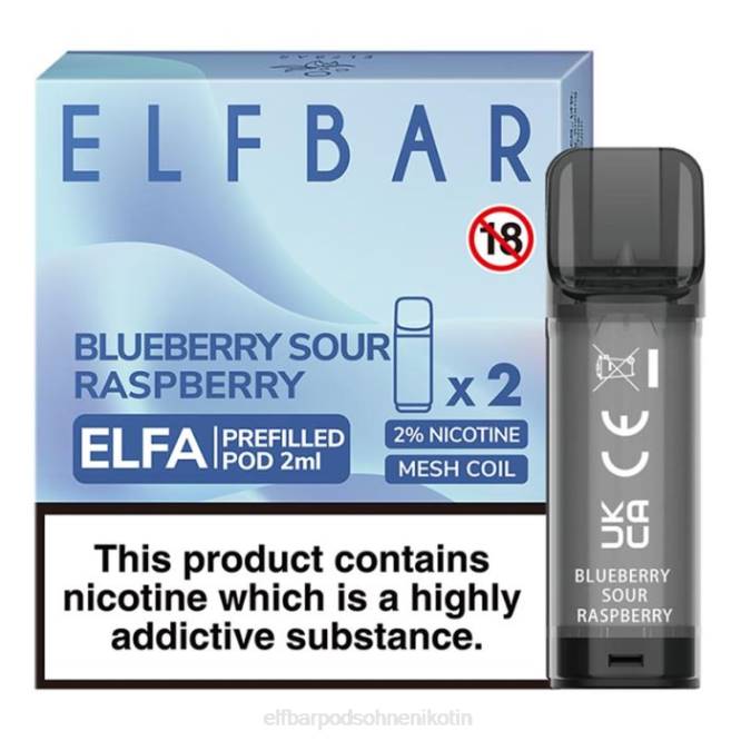 Elfa vorgefüllte Kapsel – 2 ml – 20 mg (2 Packungen) 6B6P353 ELFBAR - ELFBAR pods ohne nikotin Heidelbeere, saure Himbeere