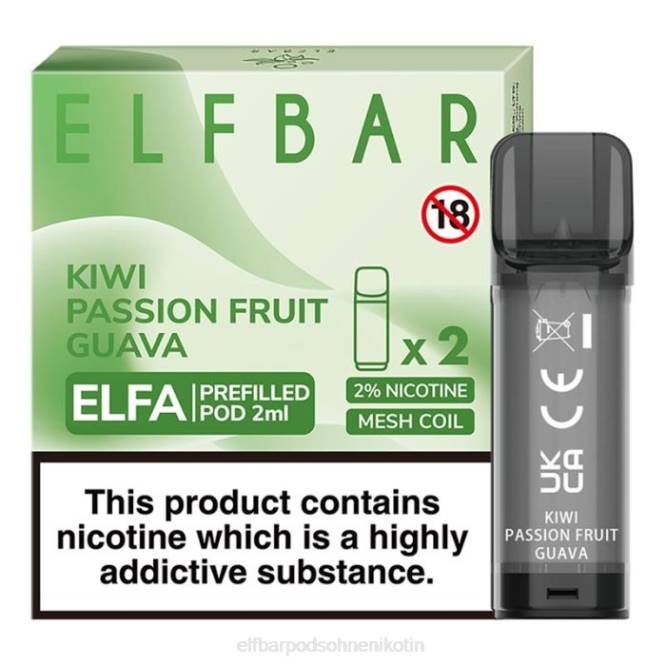 Elfa vorgefüllte Kapsel – 2 ml – 20 mg (2 Packungen) 6B6P356 ELFBAR - ELFBAR Germany gutschein Kiwi, Passionsfrucht, Guave