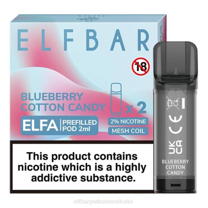 Elfa vorgefüllte Kapsel – 2 ml – 20 mg (2 Packungen) 6B6P363 ELFBAR - ELFBAR Germany erfahrungen Blaubeer-Zuckerwatte