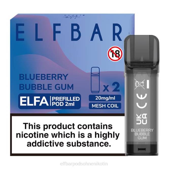 Elfa vorgefüllte Kapsel – 2 ml – 20 mg (2 Packungen) 6B6P365 ELFBAR - ELFBAR pods gunstig Blaubeer-Kaugummi
