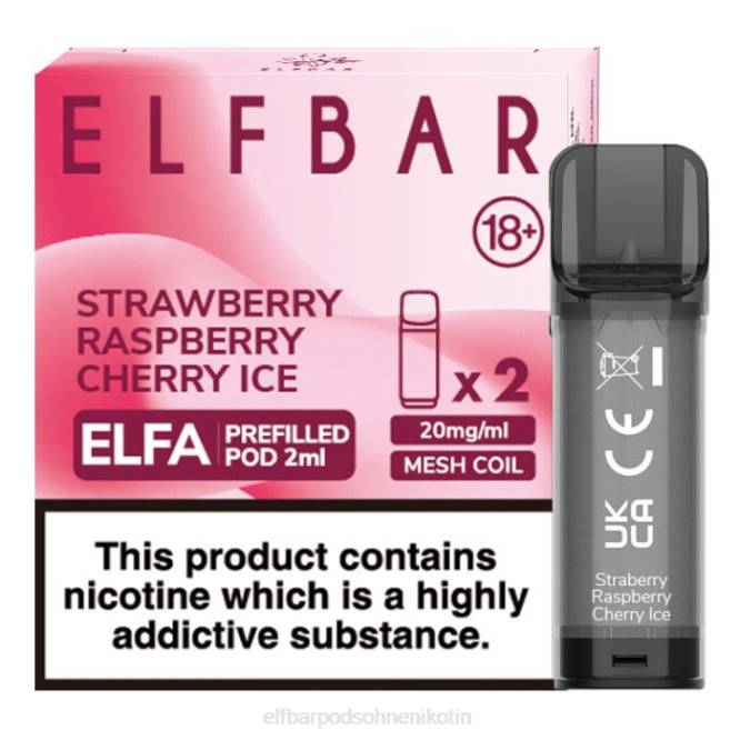 Elfa vorgefüllte Kapsel – 2 ml – 20 mg (2 Packungen) 6B6P368 ELFBAR - ELFBAR Germany Erdbeer-Himbeer-Kirsch-Eis